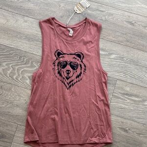 Women's Pink Bear Graphic Tank Top